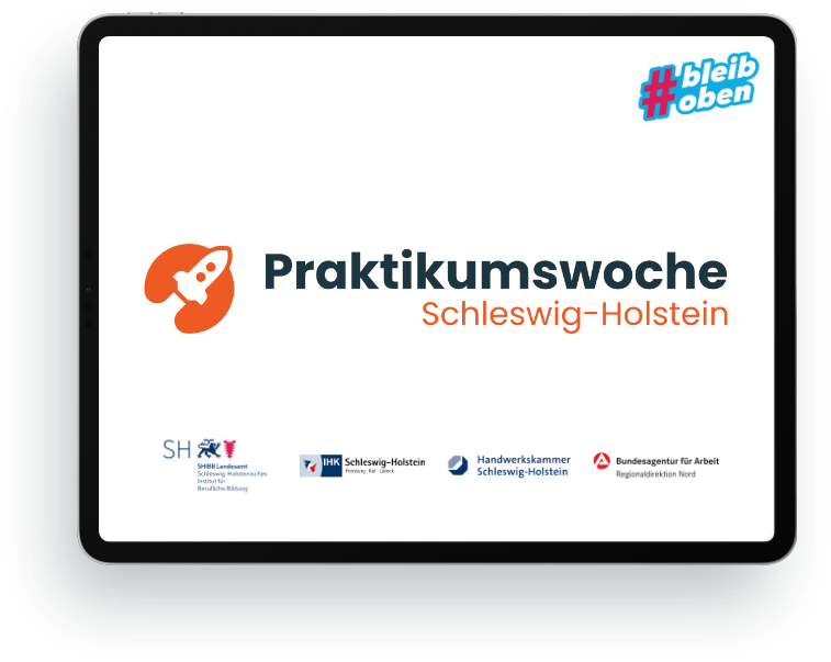 iPad mit Praktikumswoche Logo
